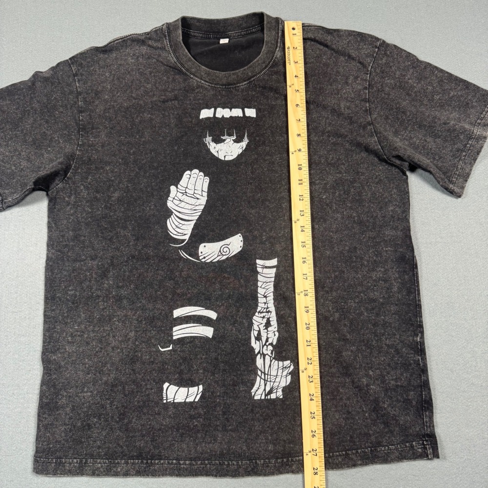 Naruto Rock Lee Graphic T-Shirt Mens Large Black Acid Wash Anime Tee - Picture 7 of 12